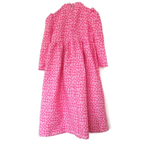 1970s vintage hippie patchwork pink gingham plaid maxi dress girls size 6 - Picture 3 of 3